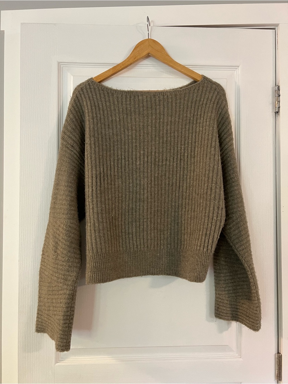 Dynamite Light Brown Ribbed Cowl Neck Sweater